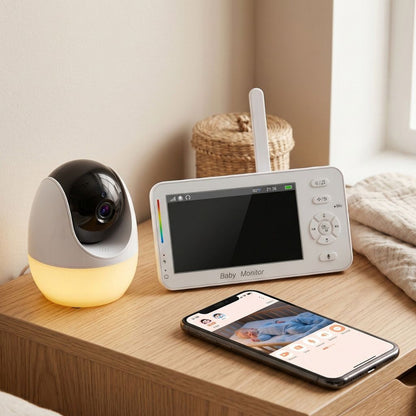 Wifi Baby Monitor med kamera, ljud & nattlampa + app (iOS & Android)