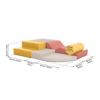 Soft Play 6 Foam Block Set - Pastel Pink Explorer